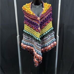 Handmade Multicolor Crochet Poncho